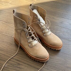 NEW Marc Fisher Beige Izzie Winter Lugsole Boots